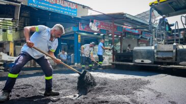 BALIKÇILAR PAZARINDA ASFALT ÇALIŞMASI