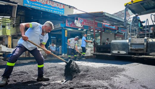 BALIKÇILAR PAZARINDA ASFALT ÇALIŞMASI